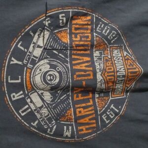 Harley-Davidson Gray Short Sleeve Distressed Graphic Pocket Tee Mens Large